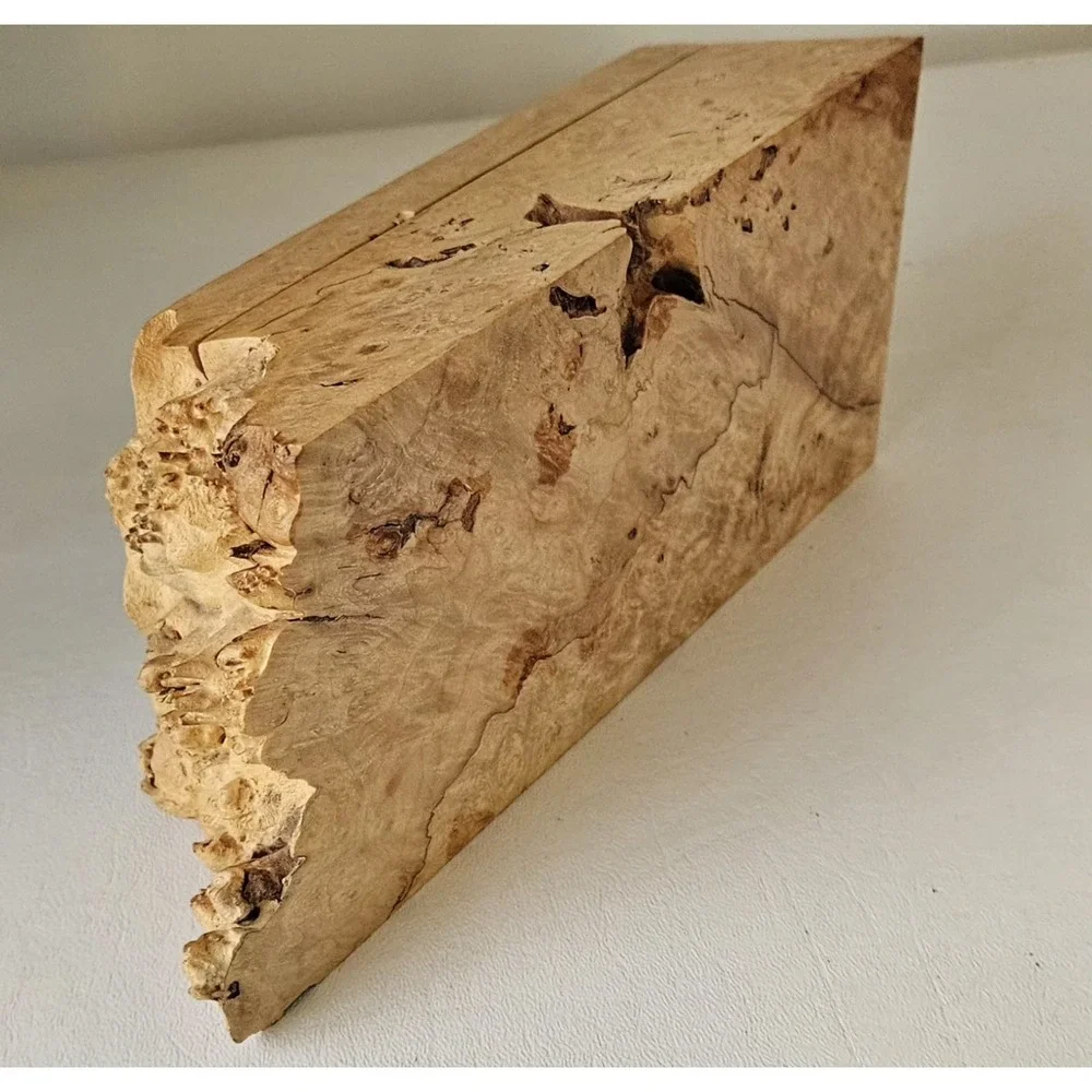 Michael Elkan Oregon Birdseye Maple Burl Box Handmade Wood Trinket Box Art Waxed
